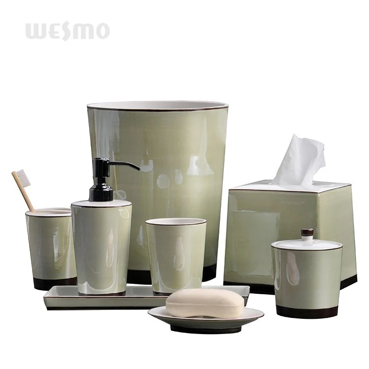 Trendy Glazed Stoneware Household Decoration Porcelain Bathroom Accessories Set