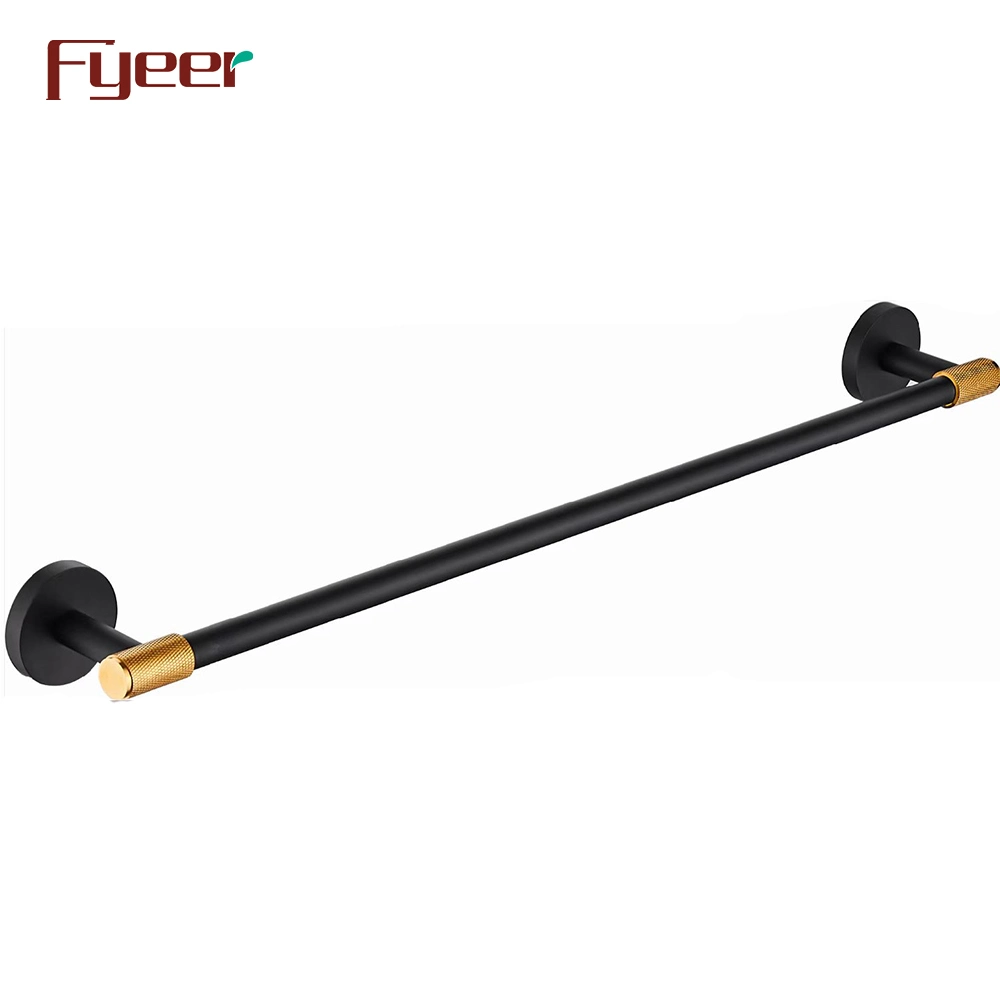 Fyeer Towel Bar Tissue Holder Robe Hook Black and Gold Bathroom Accessory Set